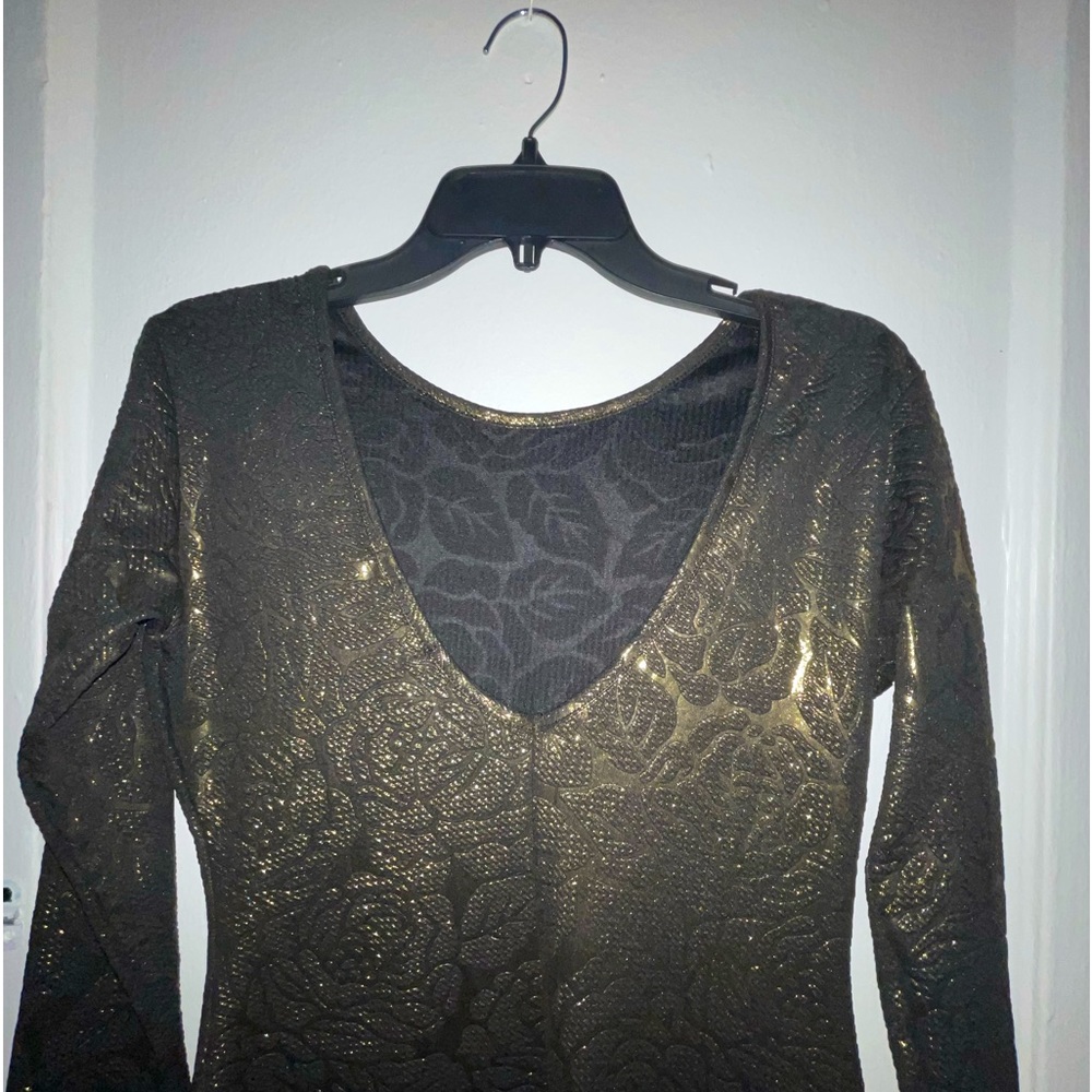 Stefano Di Roma Women’s long sleeve floral dress. - Gold/Black